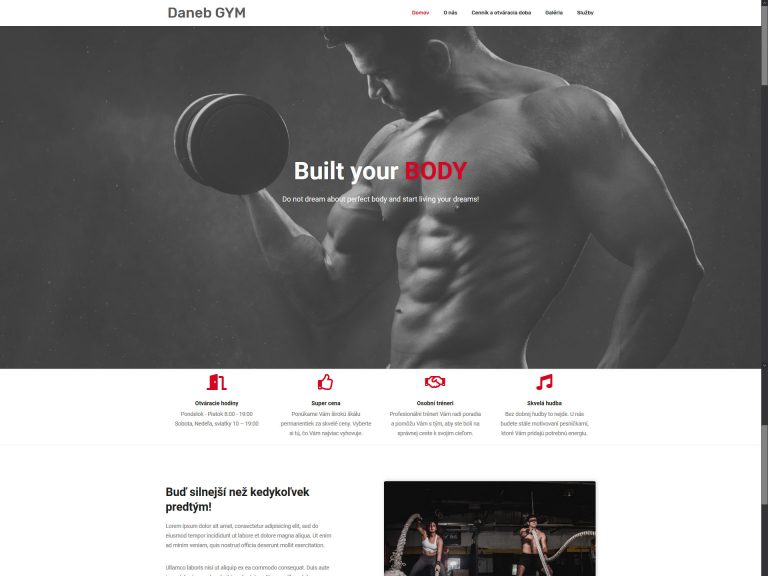 Webová stránka fitness centra