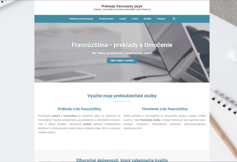 Firemná webová stránka prekladateľky