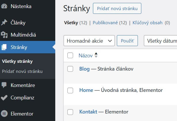 Správa webovej stránky v systéme WordPress