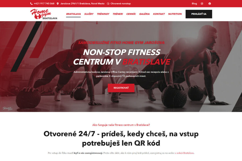 Tvorba webových stránok pre fitness centrum